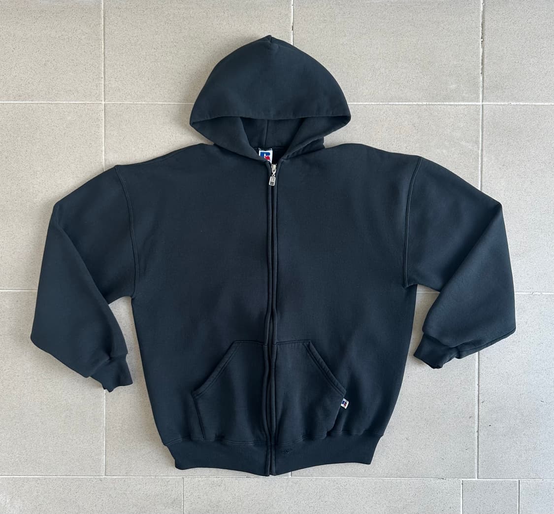 90s 빈티지 러셀 후드집업 블랙 XL 상품이미지1