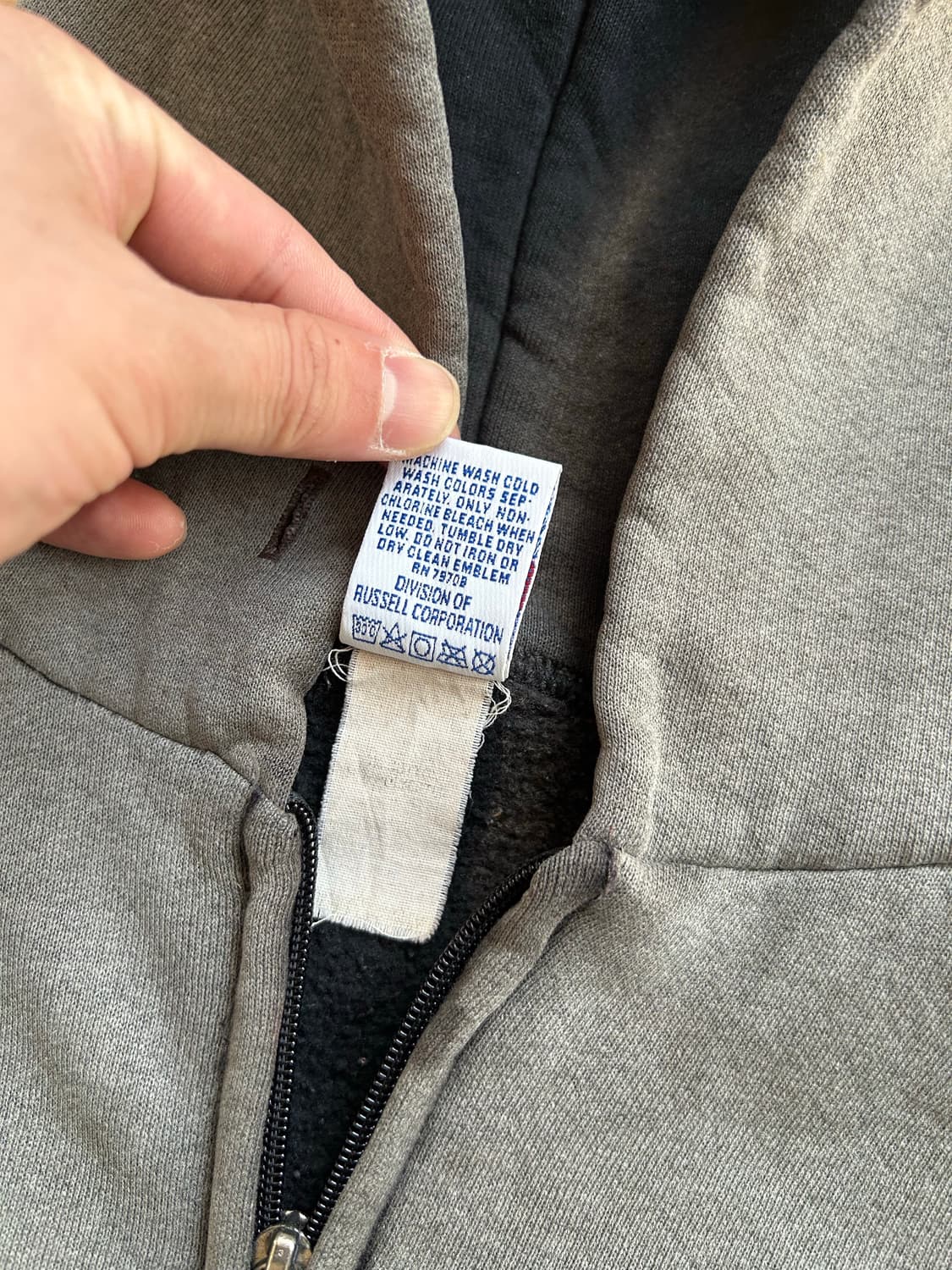 90‘s 러셀 썬페이드 후드집업 블랙 XXL 상품이미지4