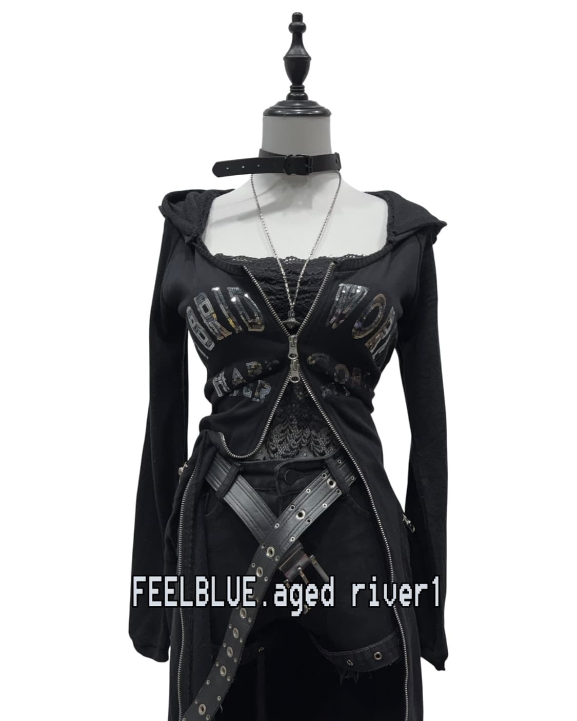 Gothic Hood Long Dress 고스펑크 3pcs 코디세트 상품이미지3
