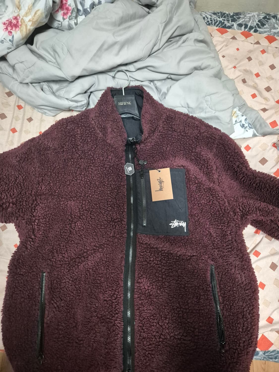 (새상품)스투시 쉐르파 리버시블 자켓 버건디 xl사이즈 상품이미지2