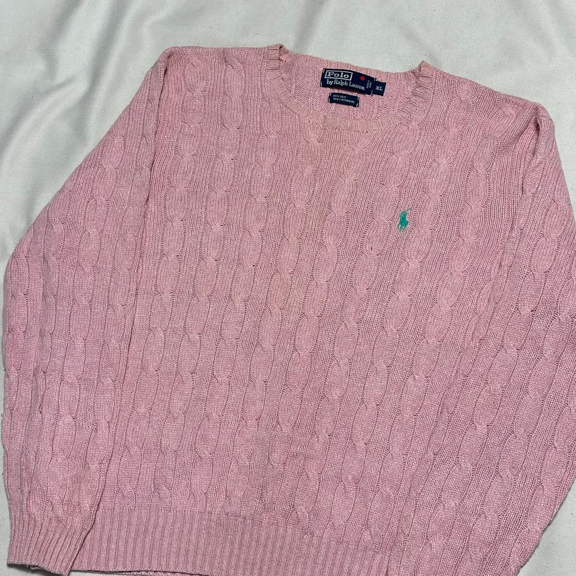 XL 폴로랄프로렌 핑크 캐시미어 케이블 니트 상품이미지1