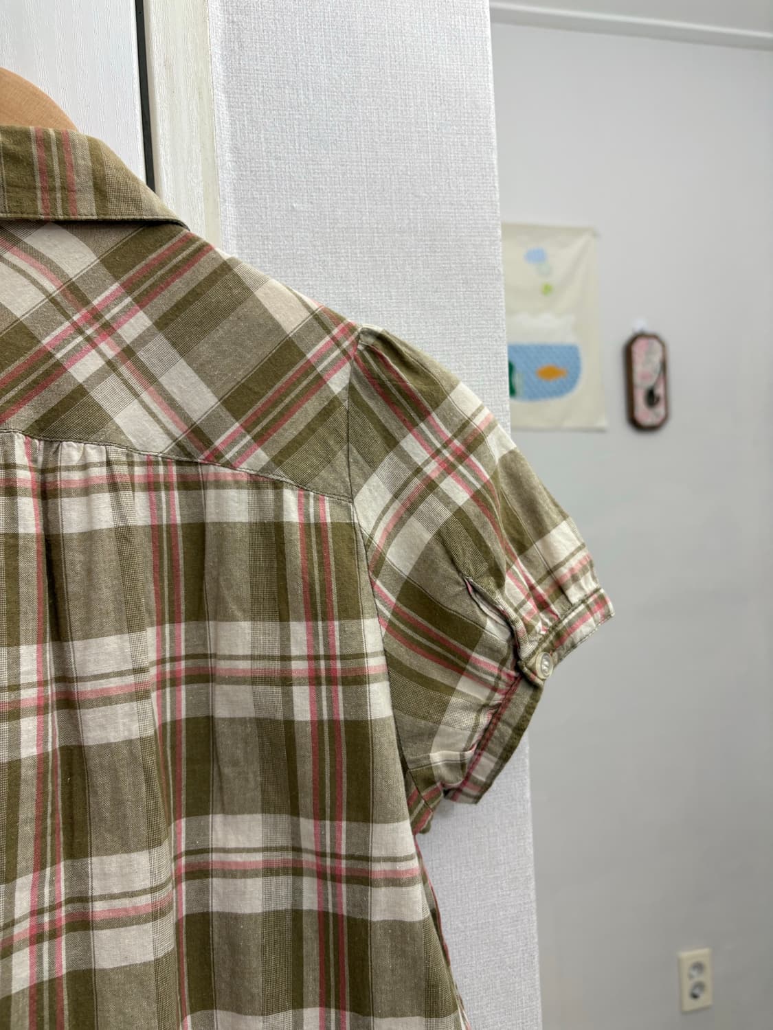 카키 체크 둥근카라 블라우스 상품이미지7