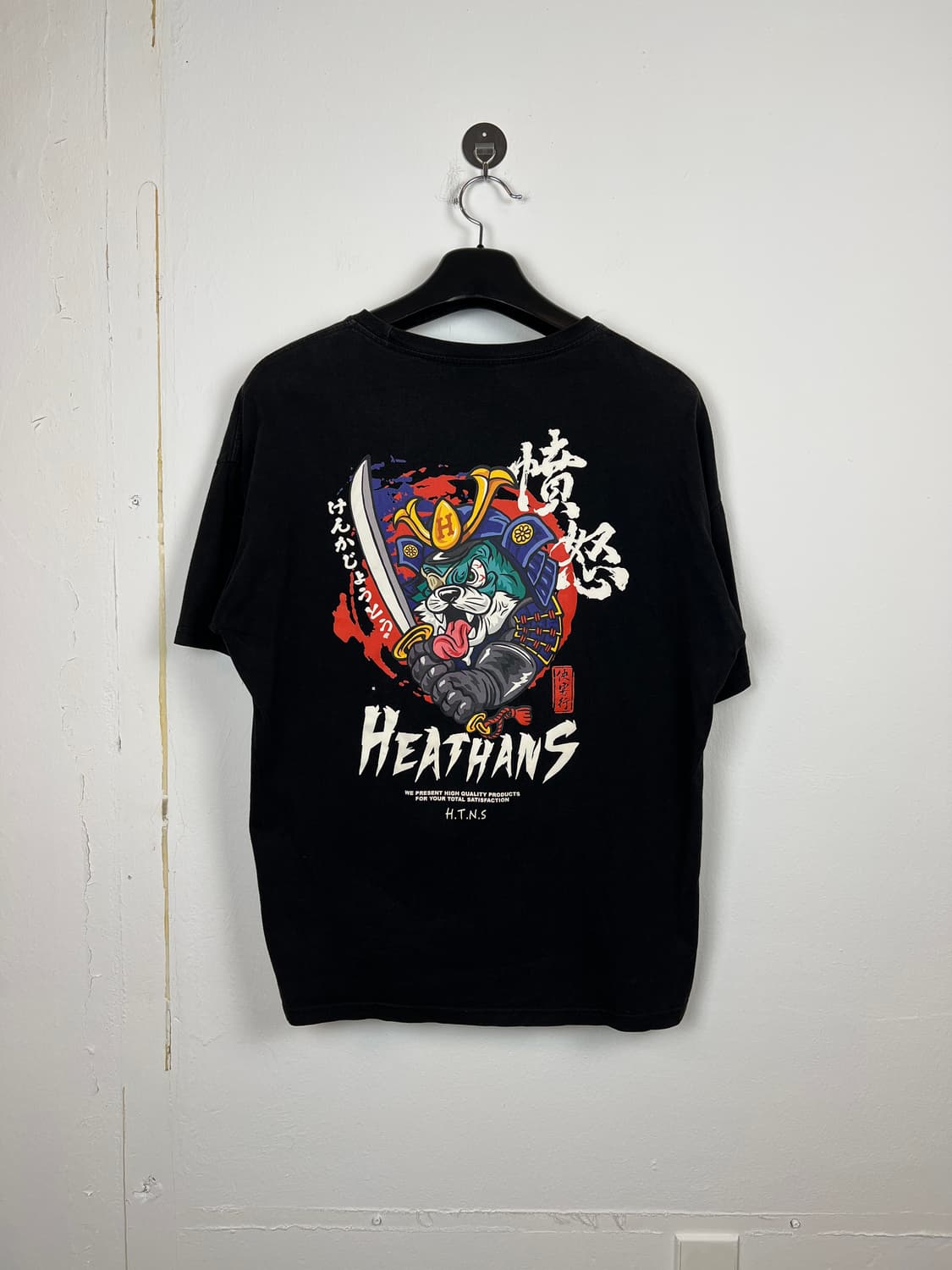 T121 JPN HEATHANS 프린팅 검정 티셔츠 XL 상품이미지2