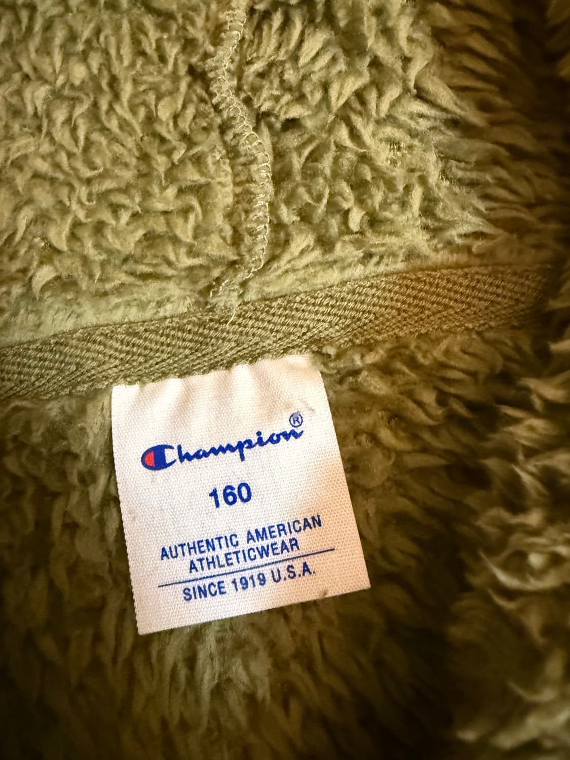 챔피온 뽀글이 후드집업 카키 S 상품이미지2