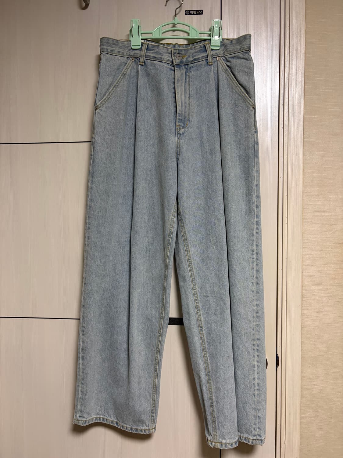 (리퍼브)유스 스트럭처 와이드 데님팬츠 라이트블루 M사이즈 판매 상품이미지1