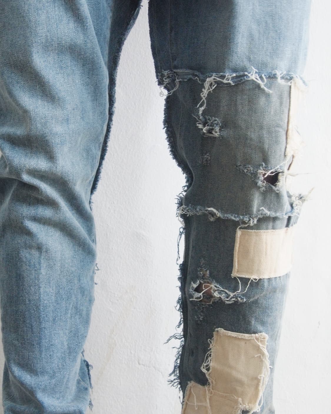 val kristopher 패치워크 디스트로이드 새깅 데님팬츠 상품이미지3