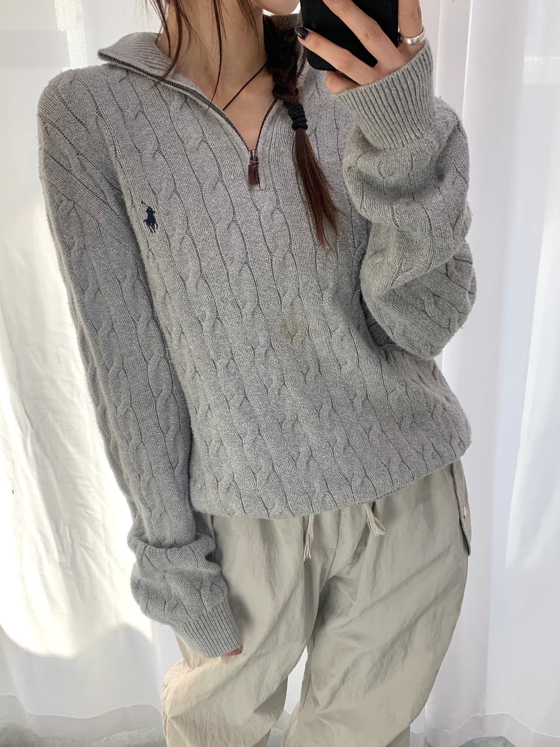 Polo 폴로 랄프로렌 신형 그레이컬러 케이블 하프집업 상품이미지3