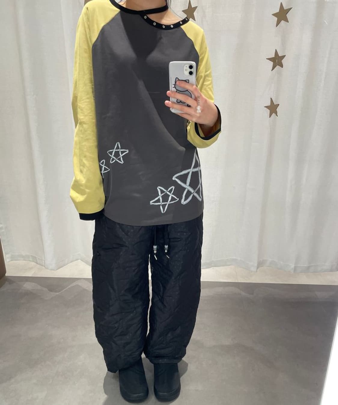 뚜오미오 컷아웃 스타 롱슬리브 옐로우/그레이 상품이미지2