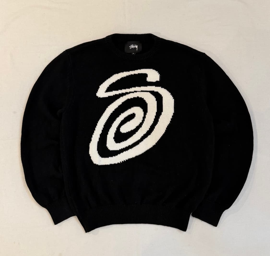 스투시 컬리 S 빅로고 울 니트 블랙 상품이미지1