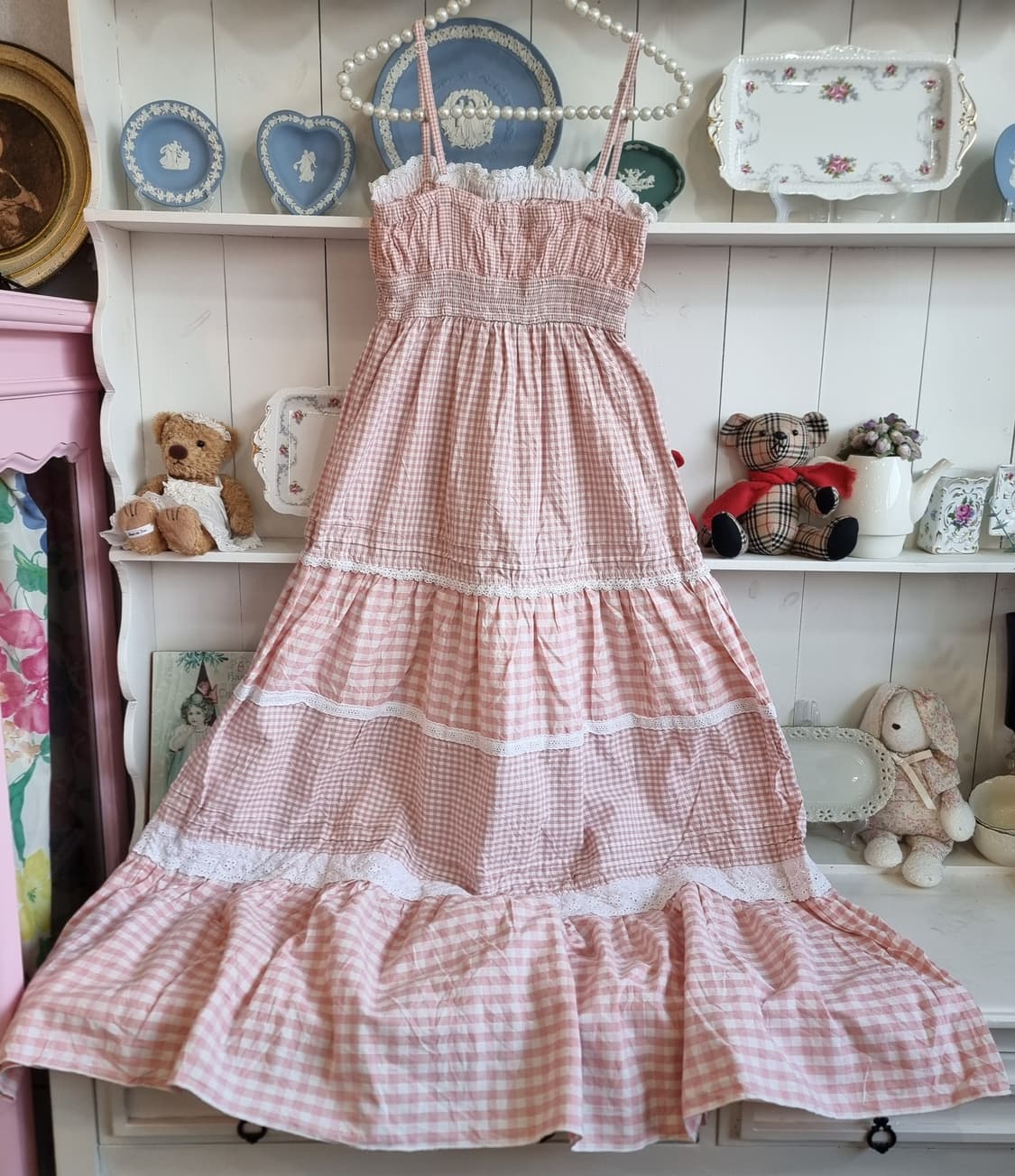 리즈리사 딸기우유 깅엄체크롱원피스 상품이미지9