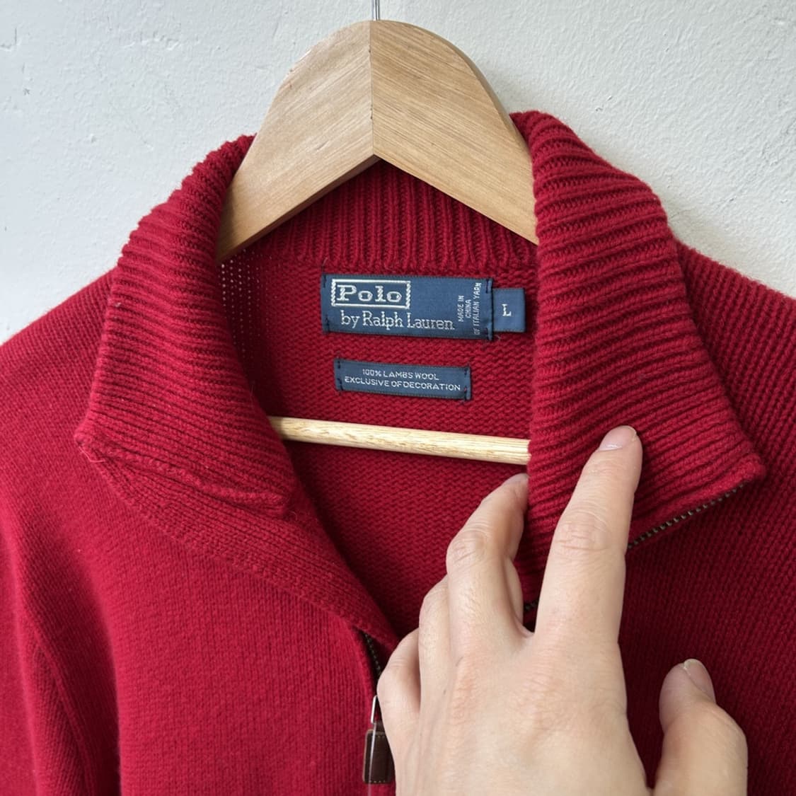 15668 - 폴로 랄프로렌 레드 반집업 울 니트 (램스 울 100%) 상품이미지3