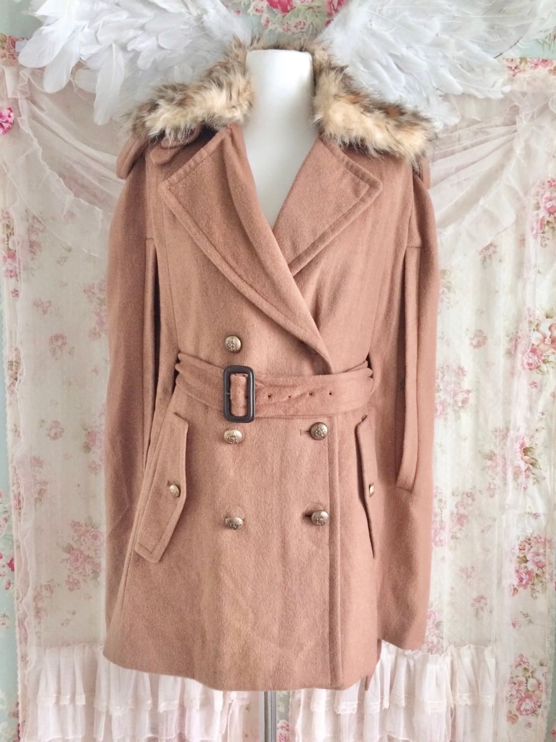 JPN brand ギャル fur cape blet coat 상품이미지2