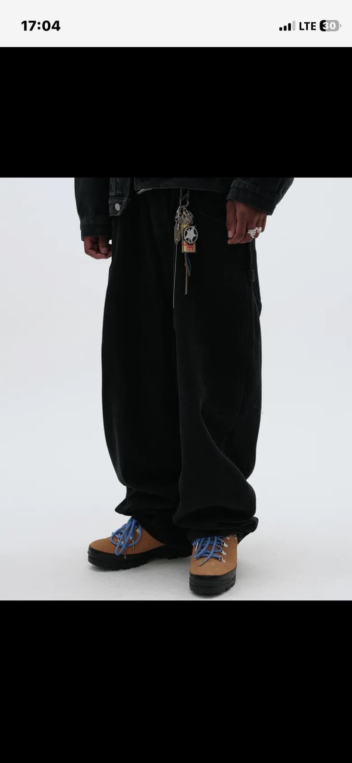 스웨이드 배기 데님팬츠 상품이미지1