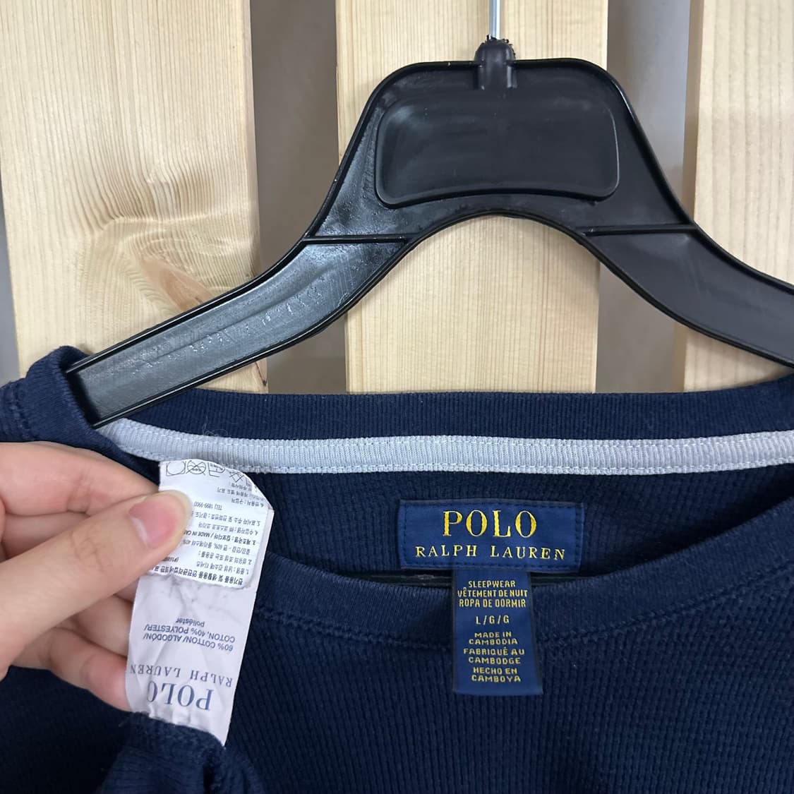(L) 폴로 랄프로렌 네이비 와플 롱슬리브 티셔츠 상품이미지5