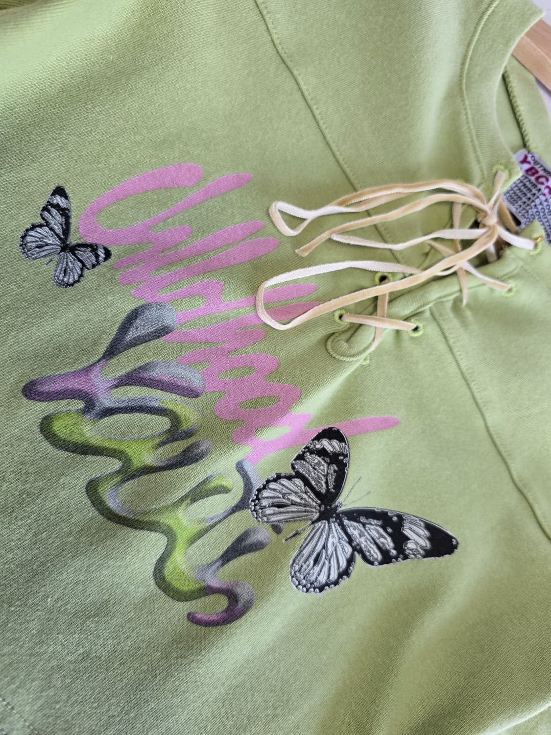 유쓰배쓰 스트링 타이 긴팔티 라임 S 상품이미지4