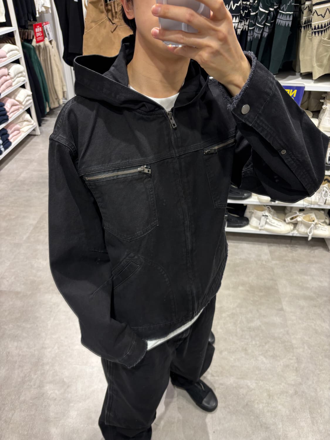 X GU Denim zip-up parka 데님짚업 파카 상품이미지1