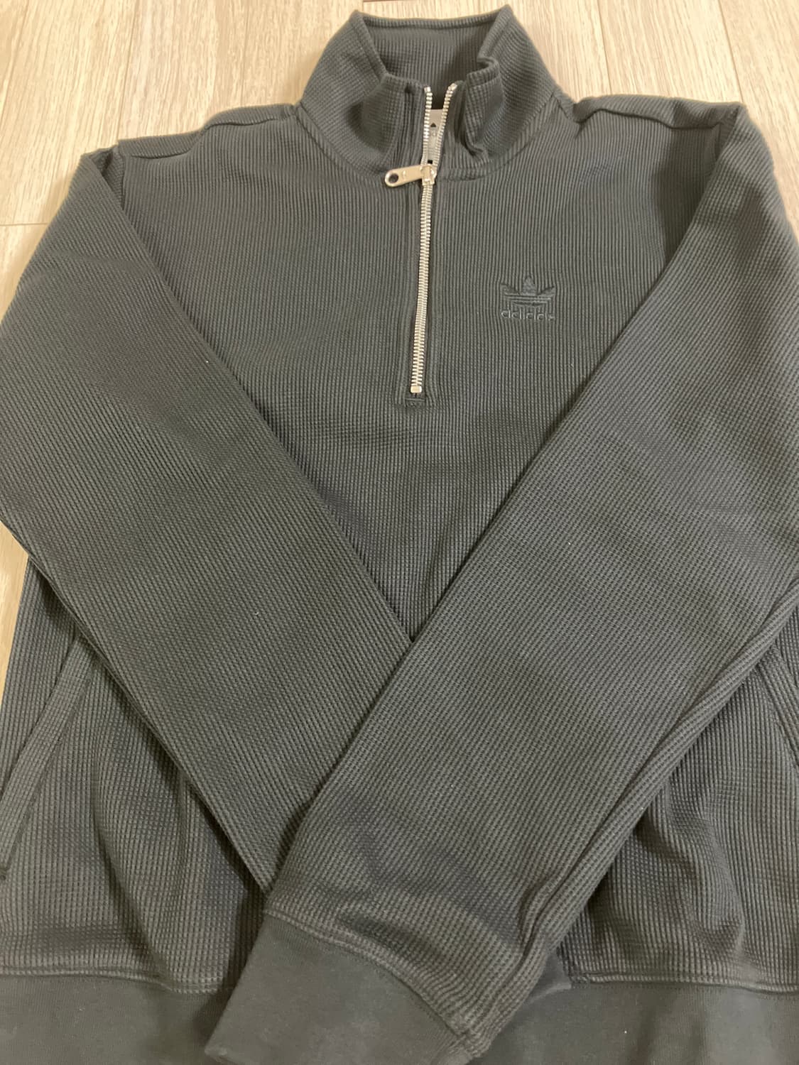 아디다스 와플하프집 스웨트셔츠 검정 상품이미지2