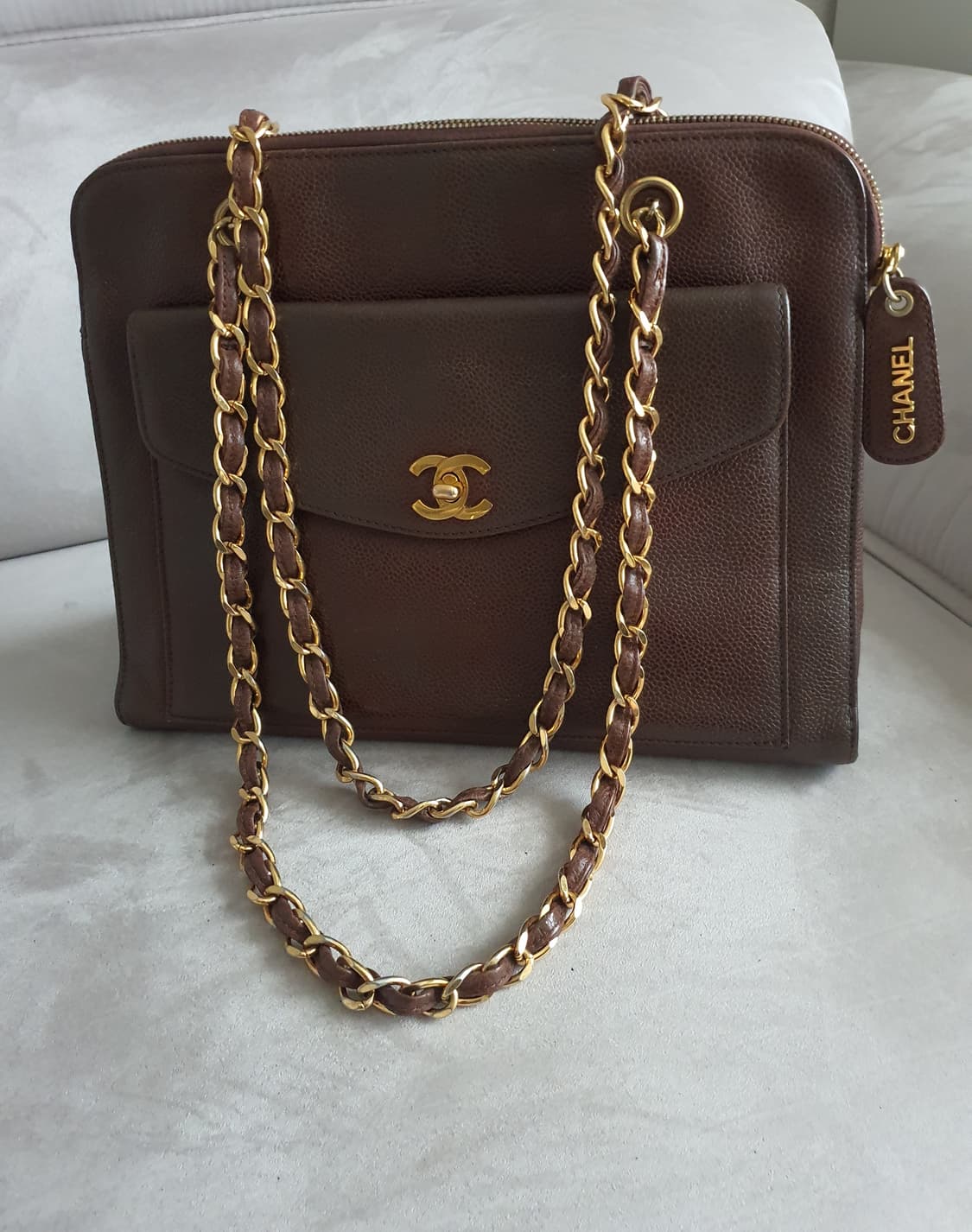 샤넬 빈티지 브라운 캐비어 숄더백 상품이미지8