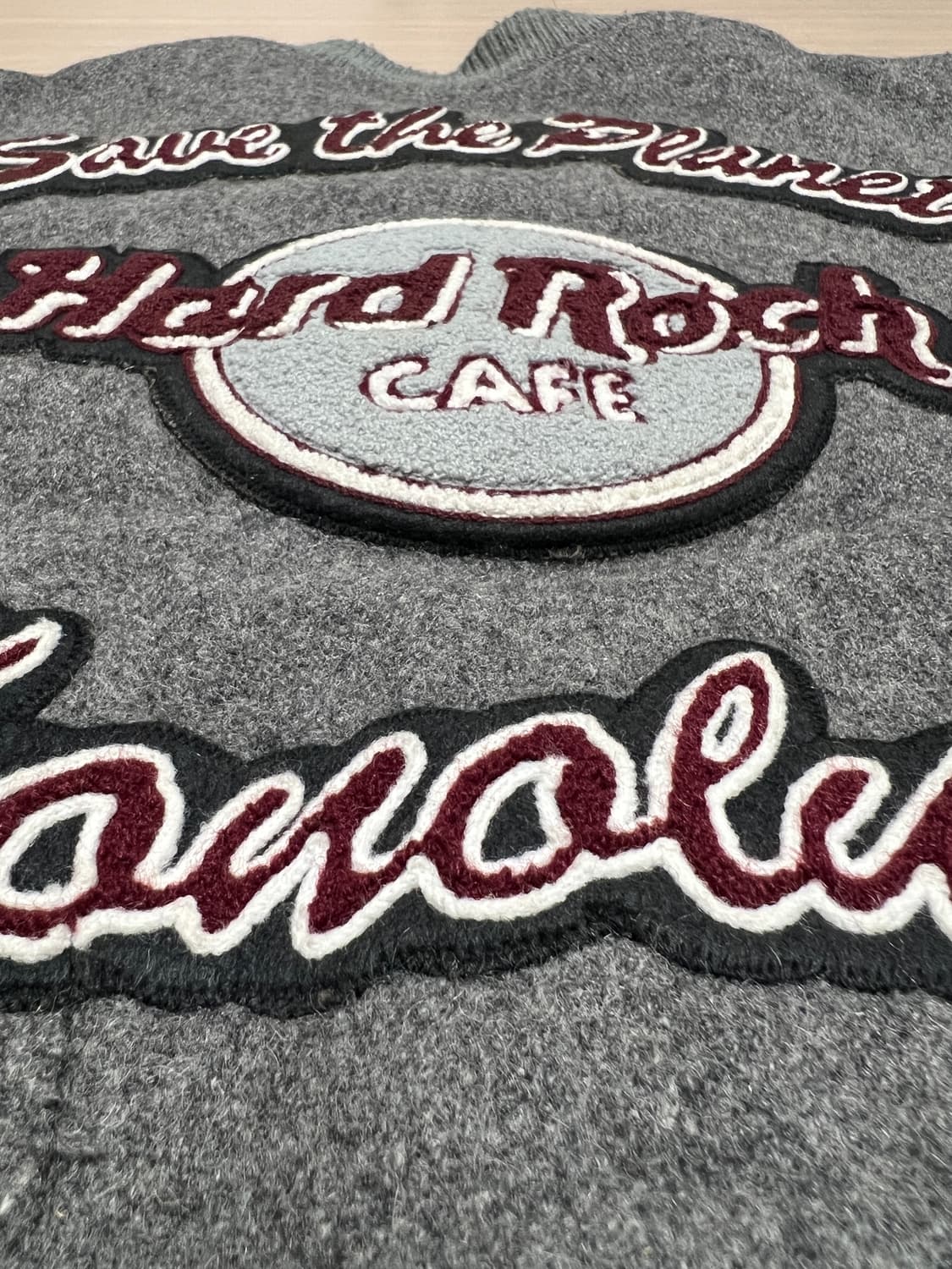 하드락카페 그레이 바시티 자켓 XL / 울 레더 슬리브 상품이미지6