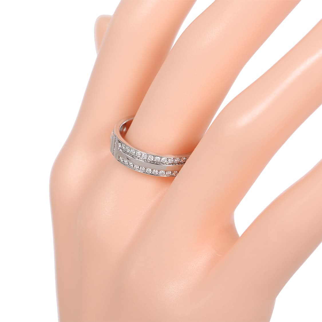 티파니 T 네로우 파베 다이아몬드 링, 화이트골드 18K 다이아반지 9호 상품이미지6