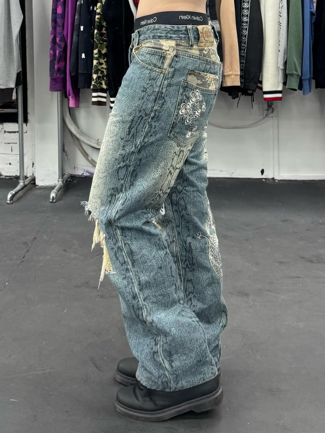 카라쿠리 타마시 오리엔탈 뱀피 데님팬츠 상품이미지3