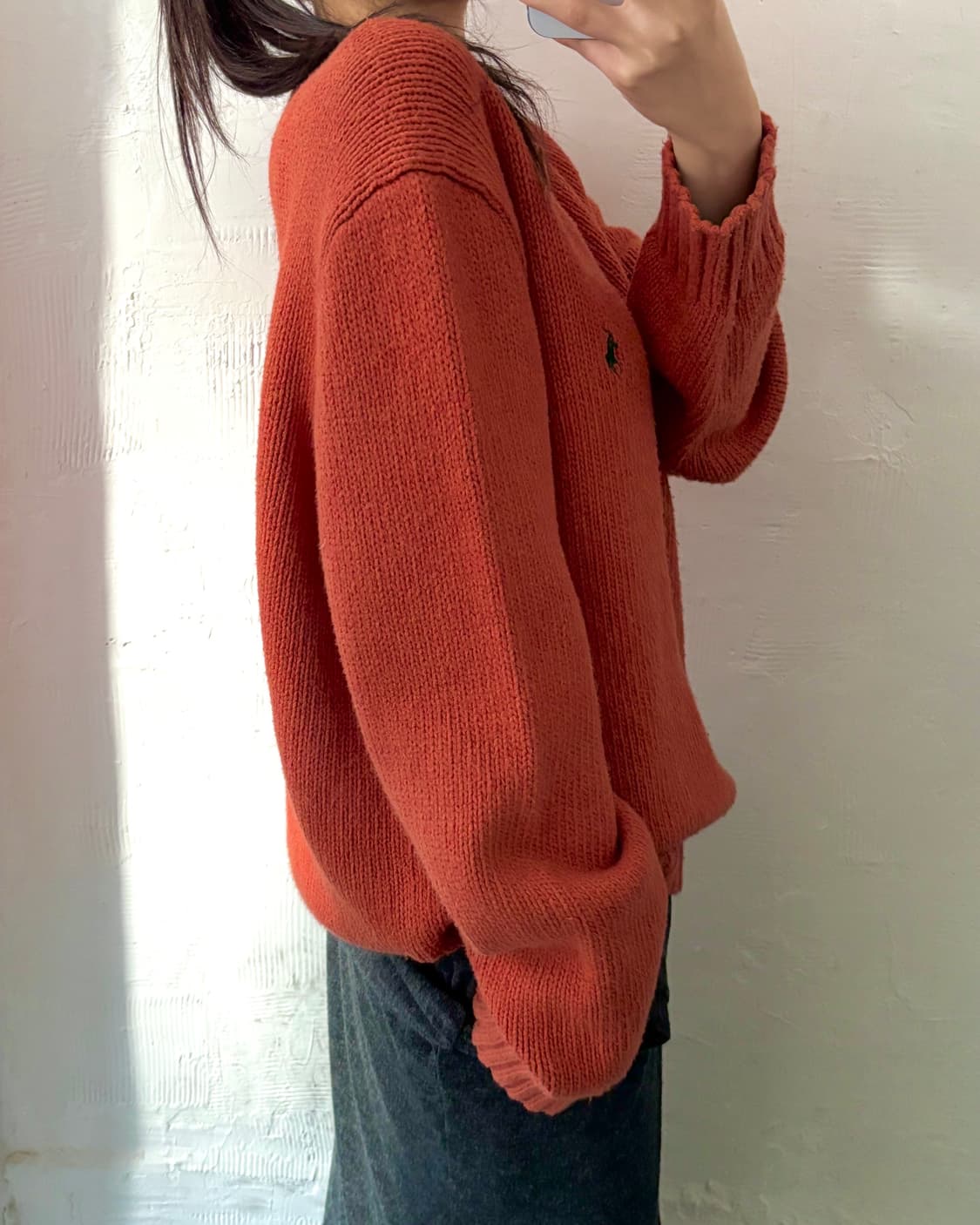 Polo 폴로 랄프로렌 오렌지컬러 그린포니 코튼 라운드넥 니트 상품이미지2