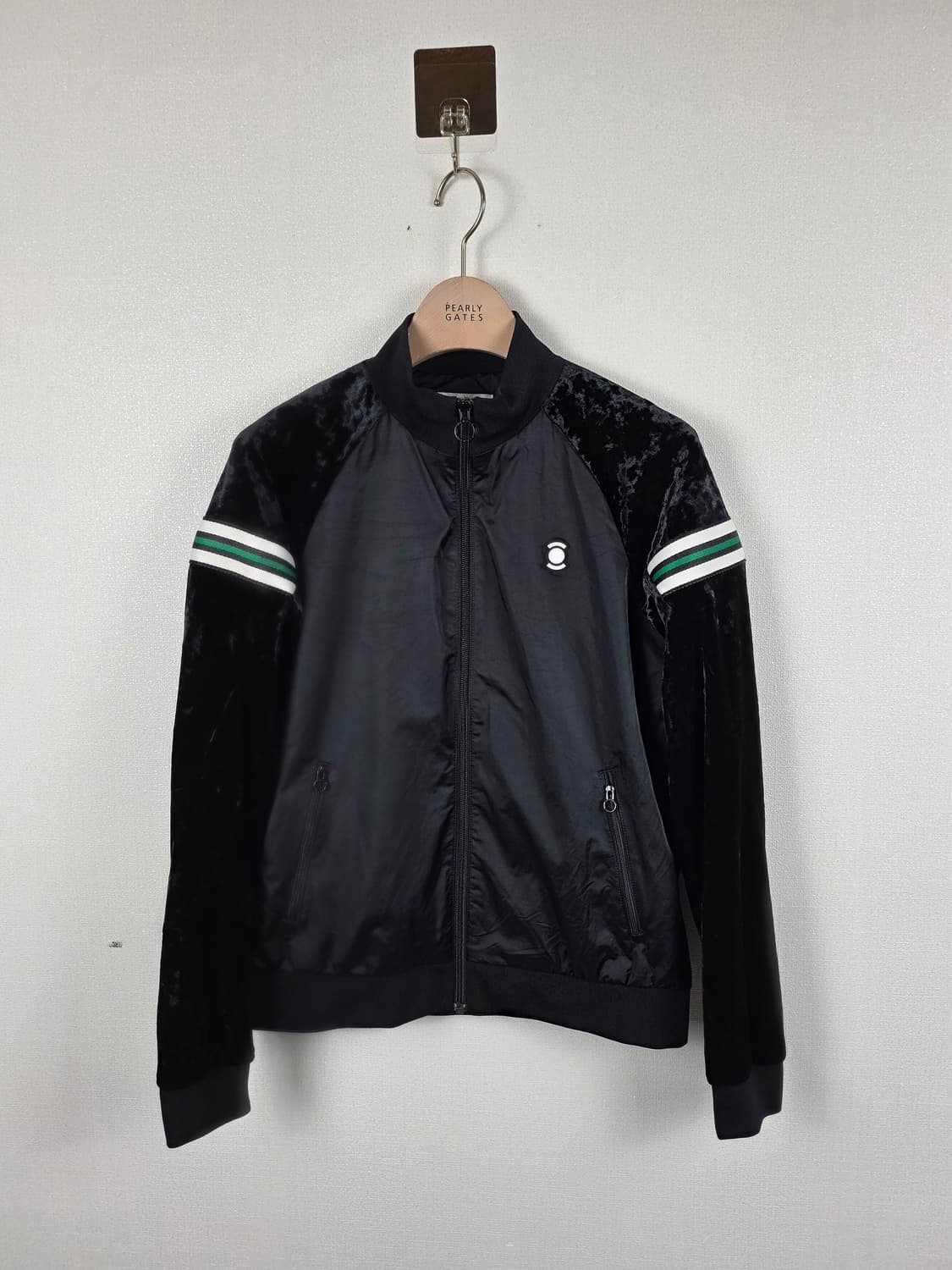 와이드앵글 여성 비즈로고 벨벳배색 트랙자켓 90 상품이미지1