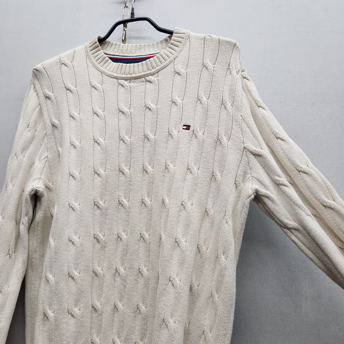타미힐피거 로고 꽈배기 코튼 니트 S/P(M) 상품이미지2