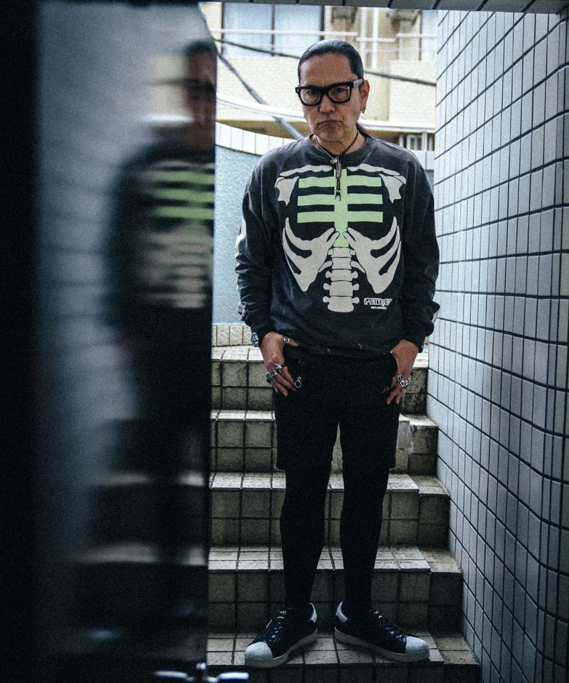 [새상품/XXL] 세인트미카엘 x 바운티헌터 본 롱슬리브 티셔츠 블랙 상품이미지7