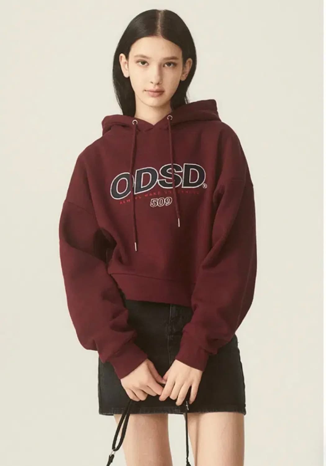 ODSD 오드스튜디오 로고 후드티 크롭 버건디 상품이미지2