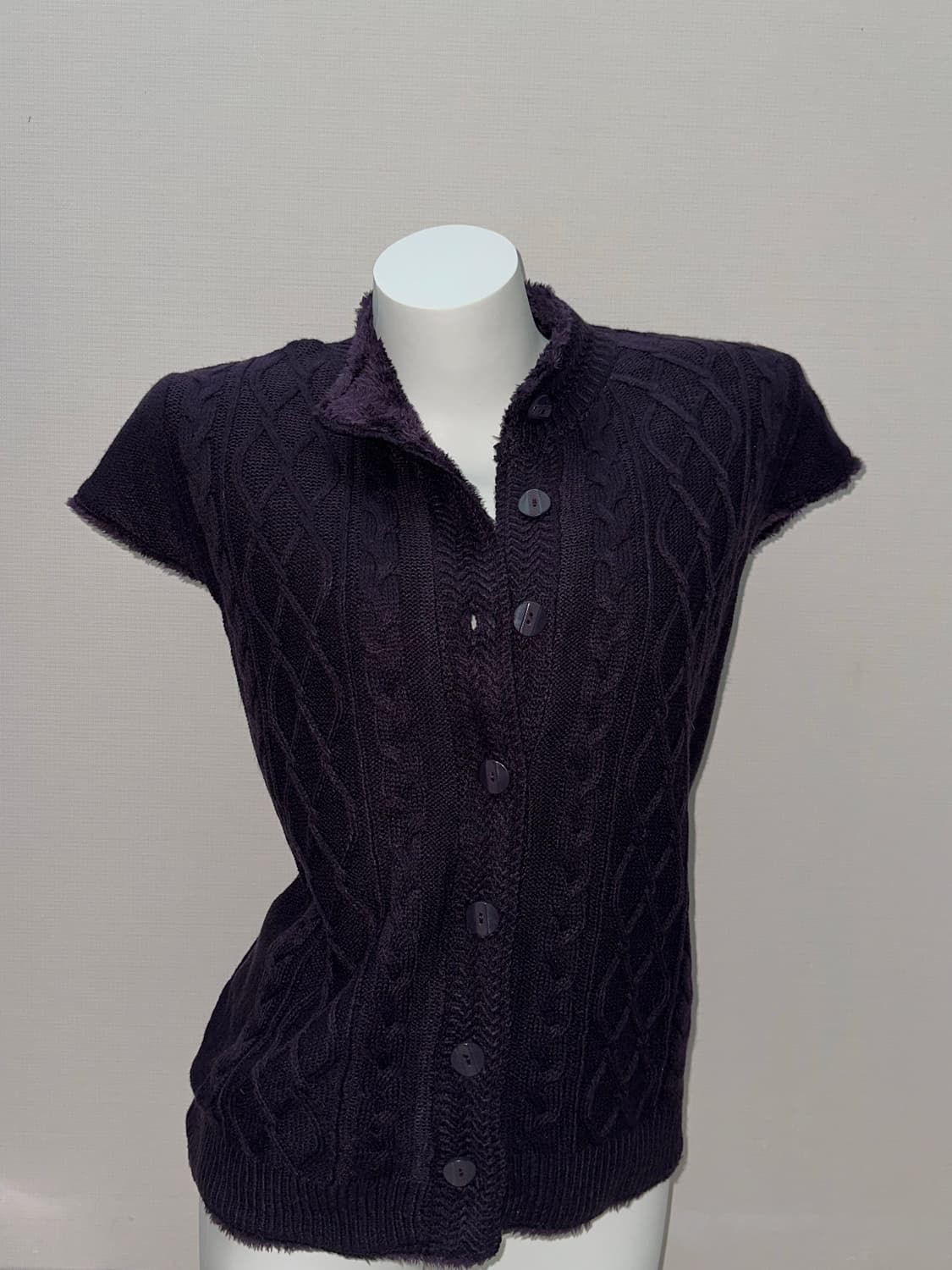 빈티지 퍼플 퍼 반팔 가디건 상품이미지7