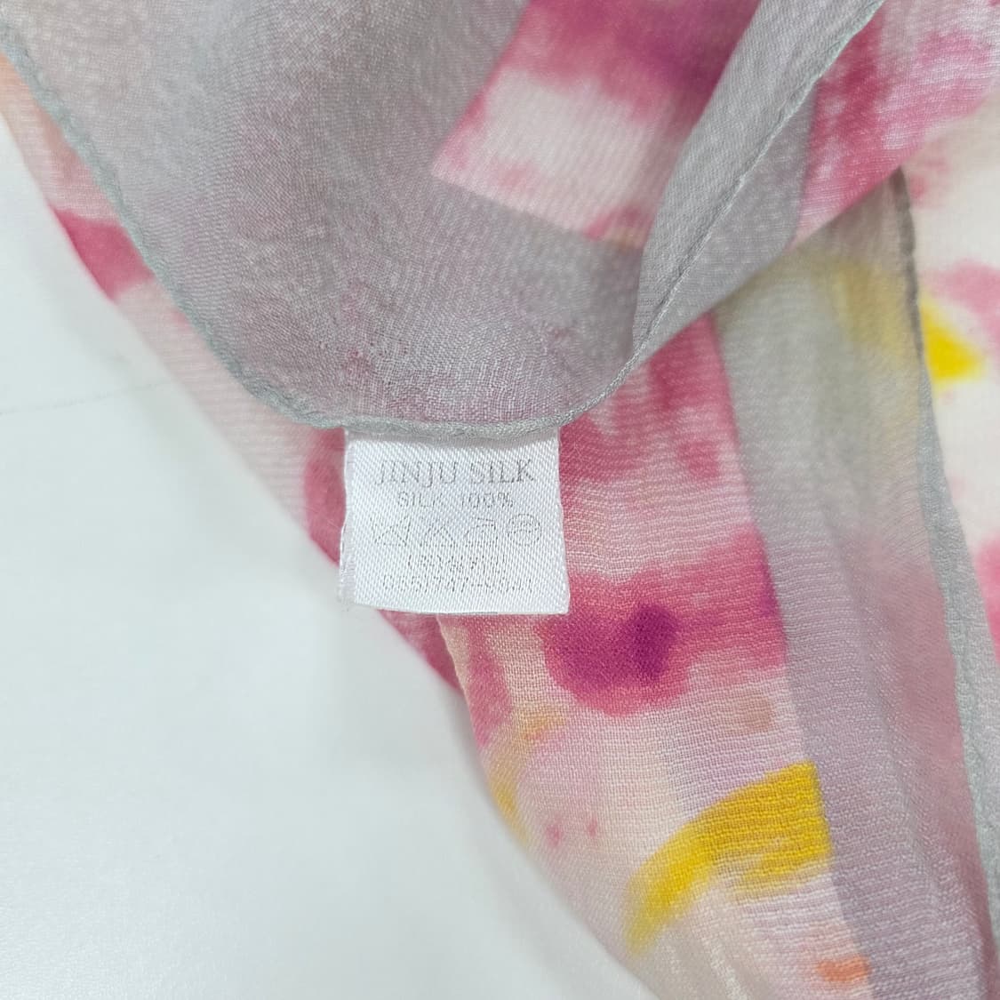 빈티지)나염st 모리걸 y2k 로맨틱 플로럴 실크 스카프머플러 상품이미지4