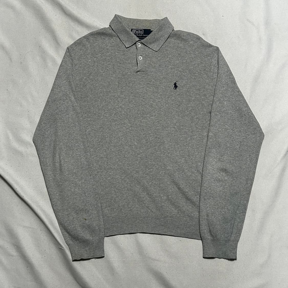 L 폴로랄프로렌 그레이 피마코튼 카라 니트 상품이미지2