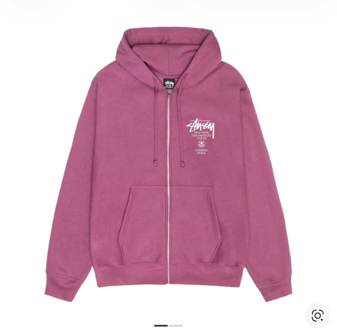 스투시 월드투어 후드집업 베리 xl 상품이미지1