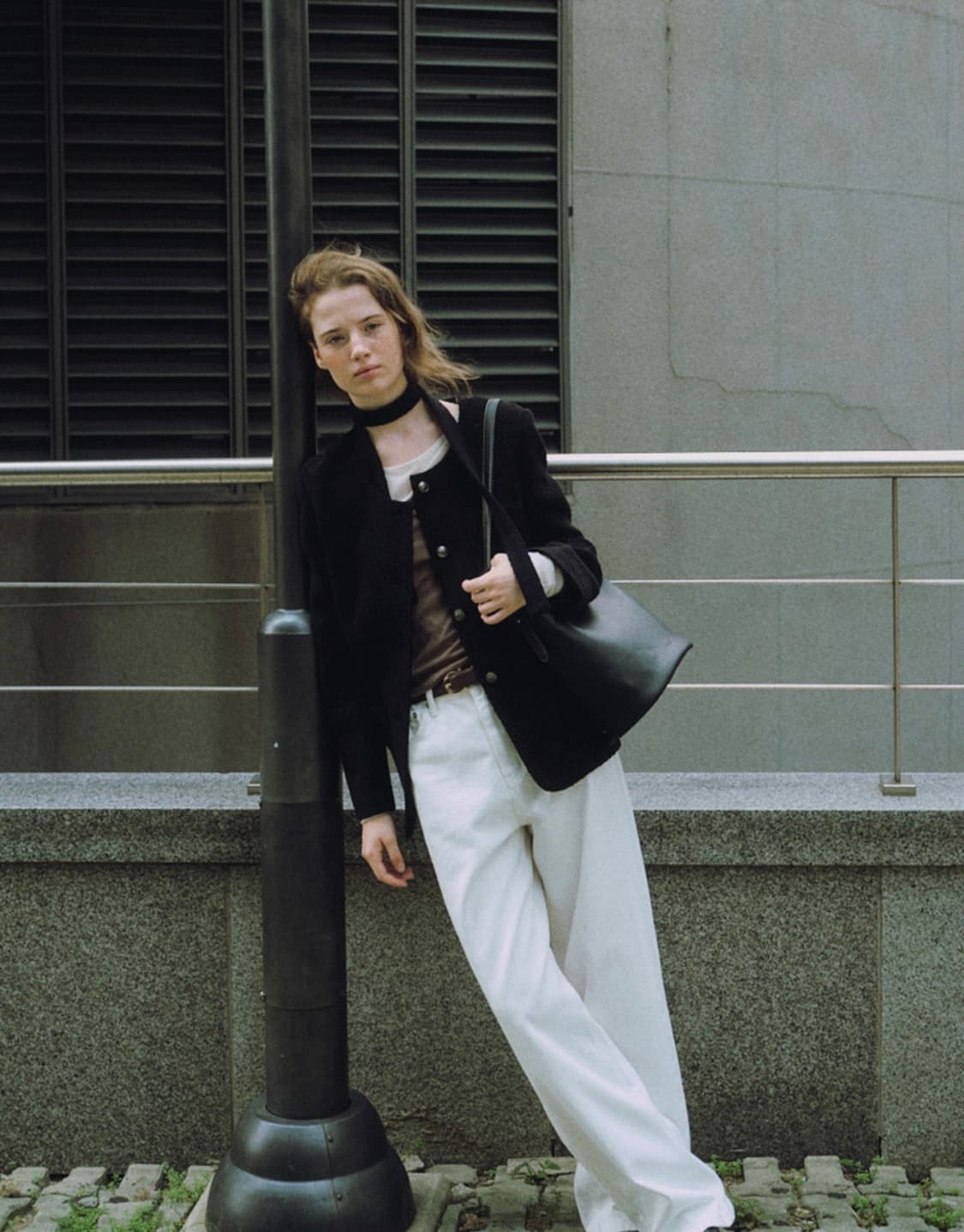 오스트카카 부클 트위드 싱글 롱 자켓 블랙 상품이미지3