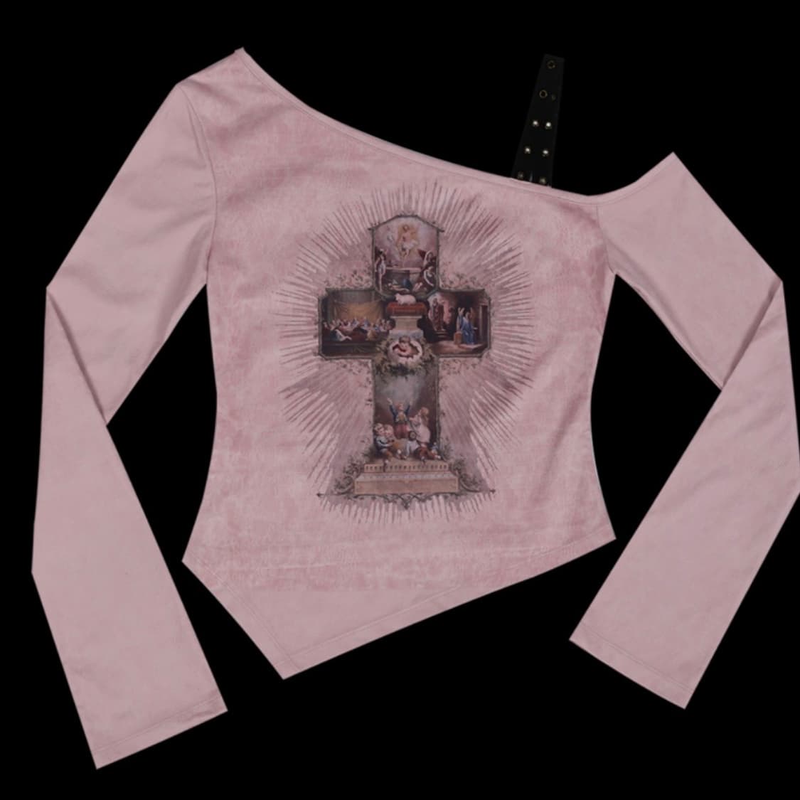 달링유어배드 원숄더 스웨이드 탑 핑크 상품이미지2