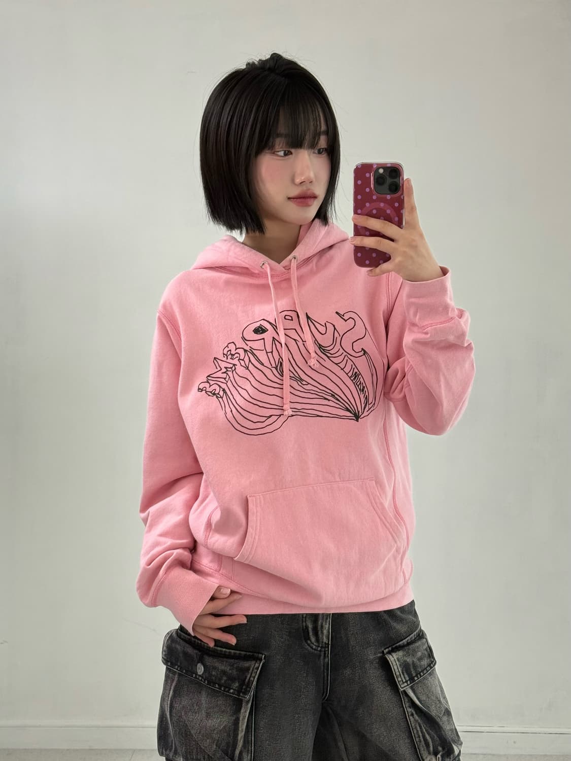 슈프림 다니엘 존스톤 핑크 후드티 상품이미지2