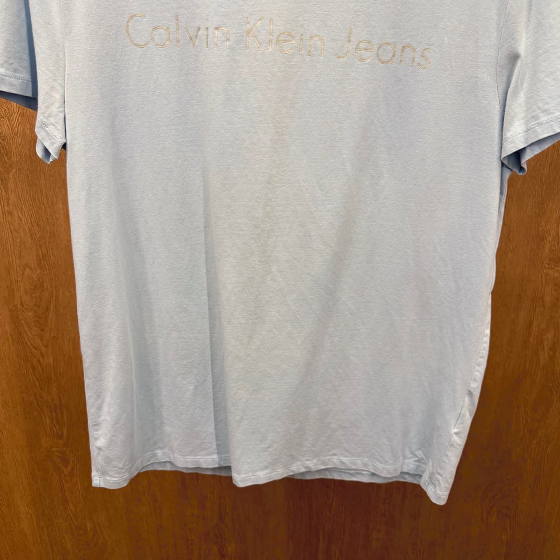 캘빈클라인 진스 반팔 티셔츠 로고 프린팅 무지 디테일 스카이 블루 상품이미지5
