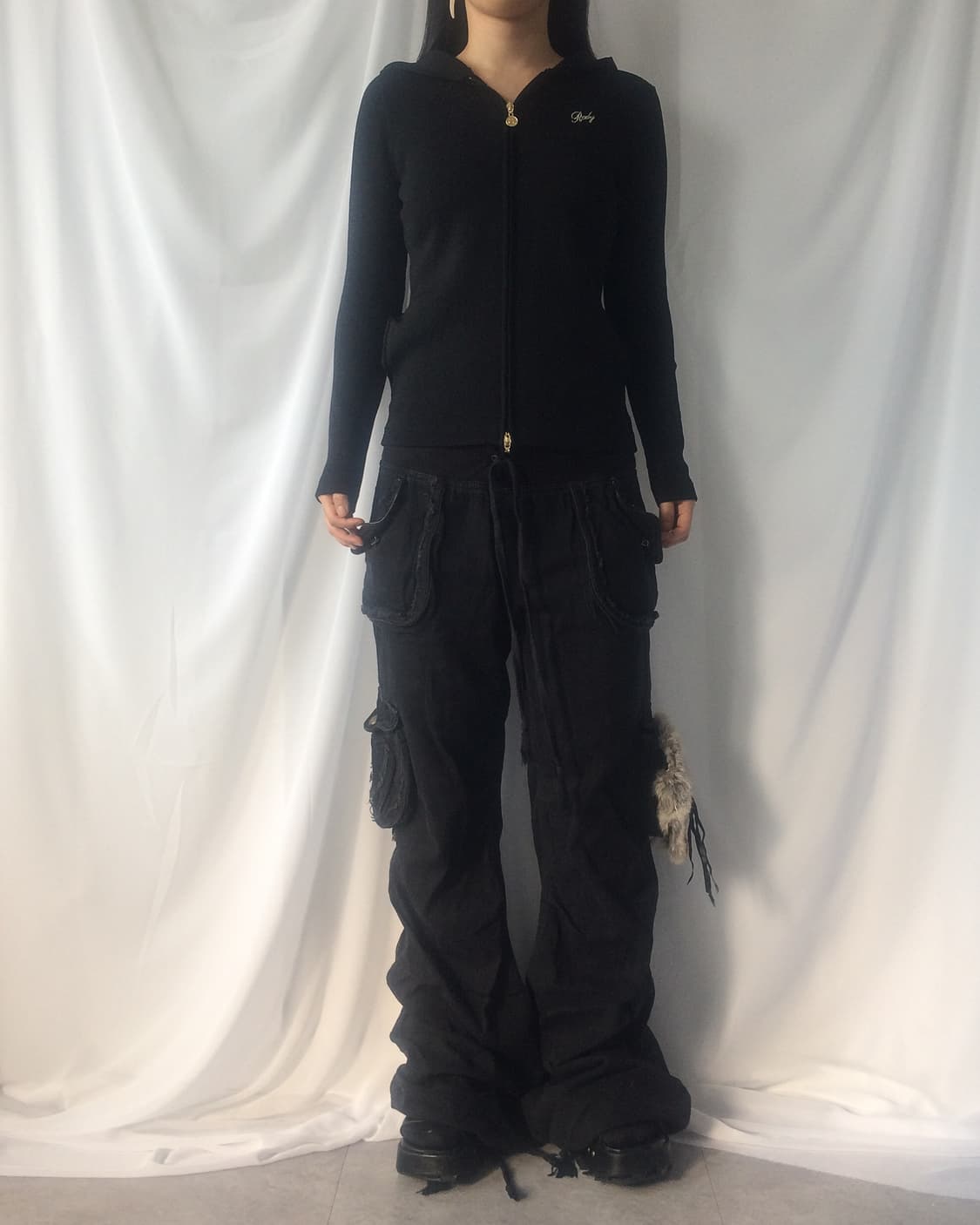 Ribbed slim fit hood zip up 상품이미지7