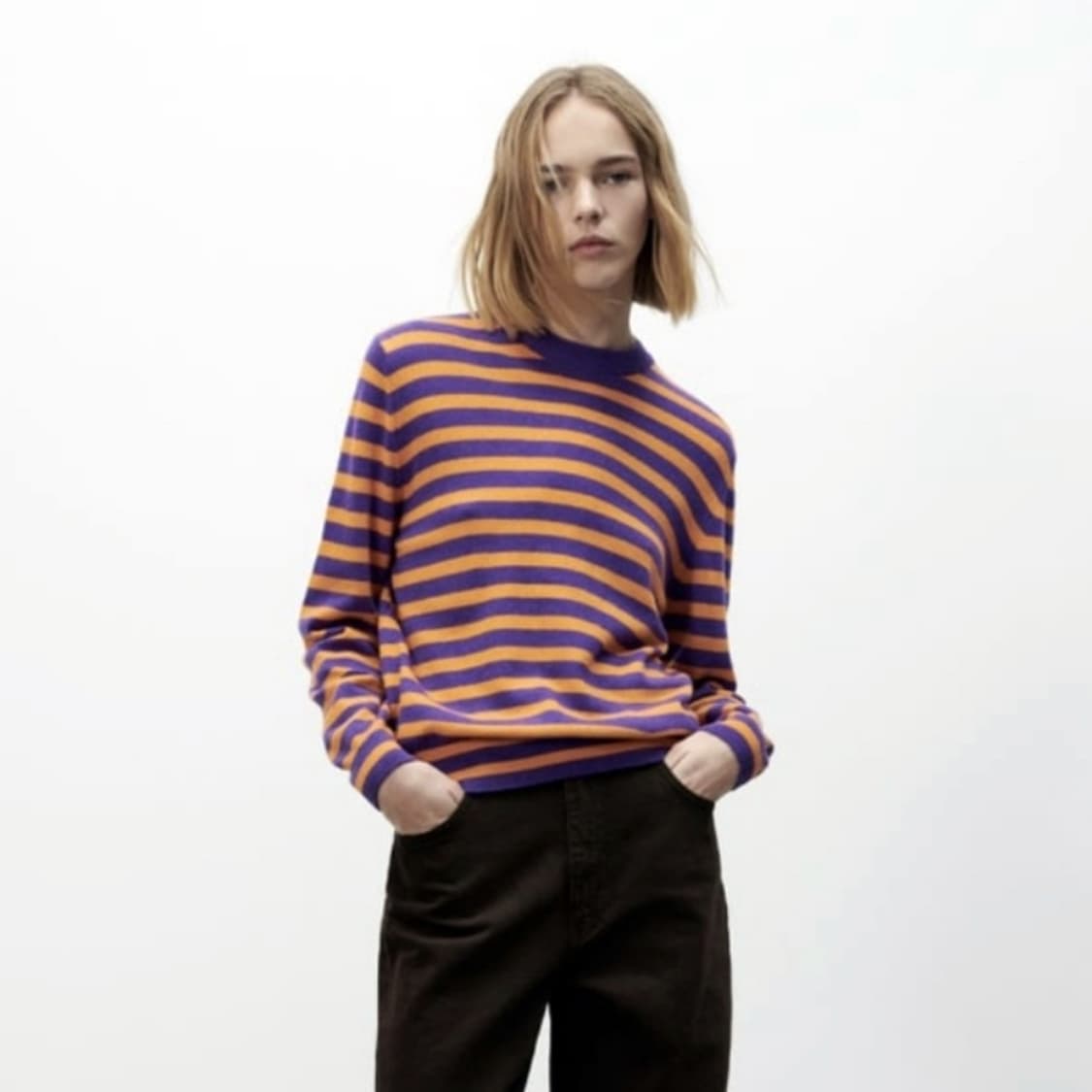 자라(ZARA) 캐시미어 울 스트라이프니트 55-66 새상품 상품이미지1