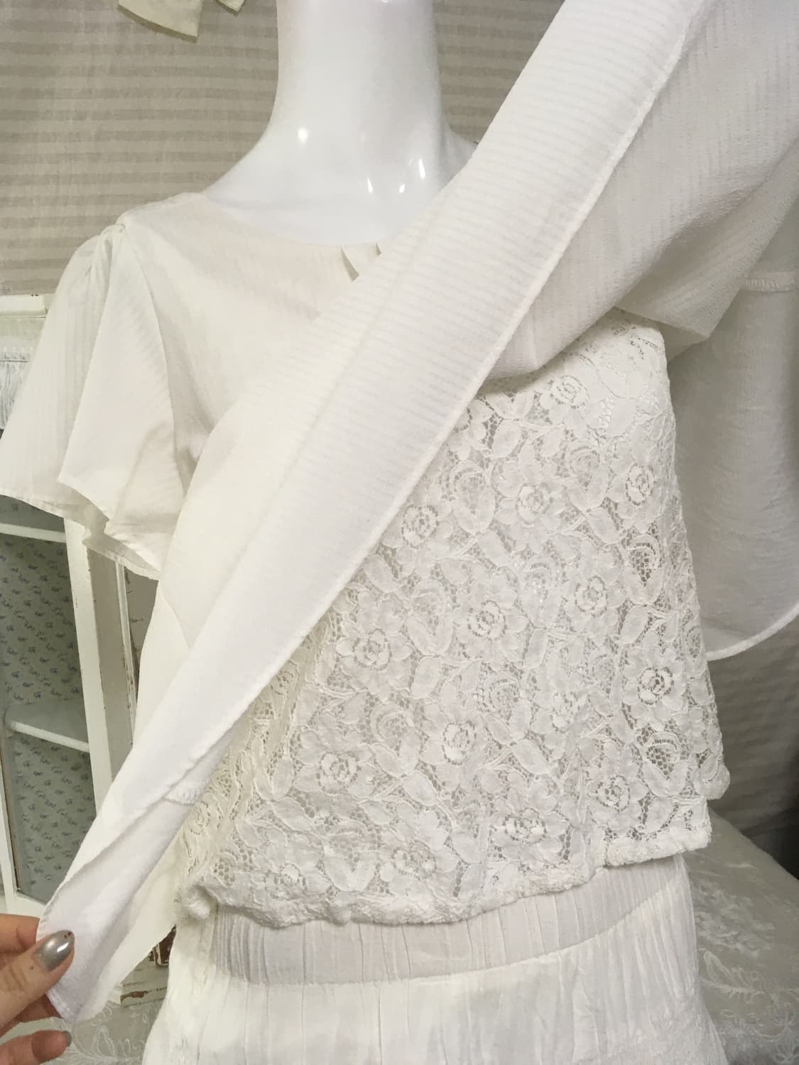 일본빈티지 화이트 엔젤 레이스 프릴 블라우스 상품이미지2