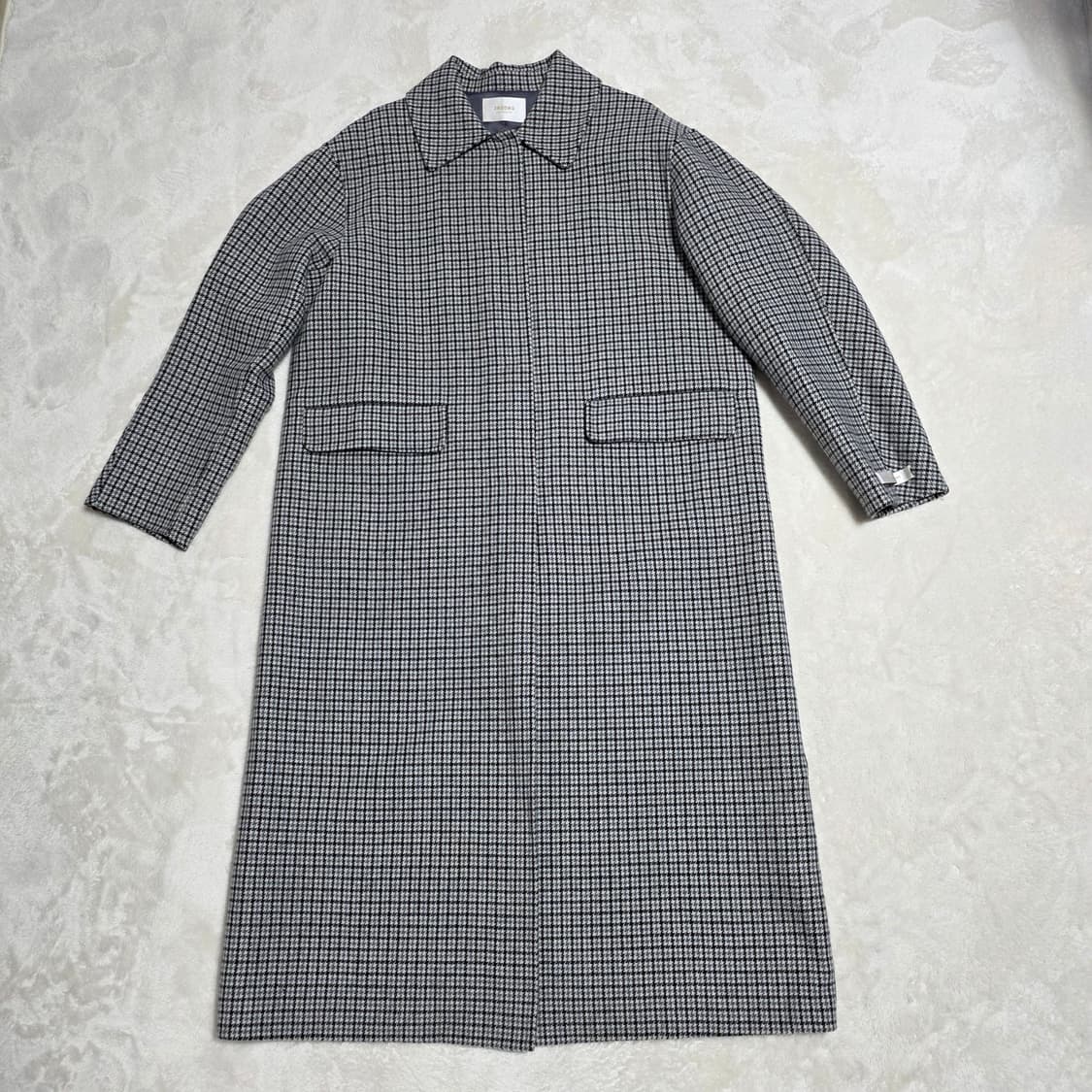 (66)여성 3ROOMS 핸드메이드 체크 울 벨티드 코트  상품이미지1