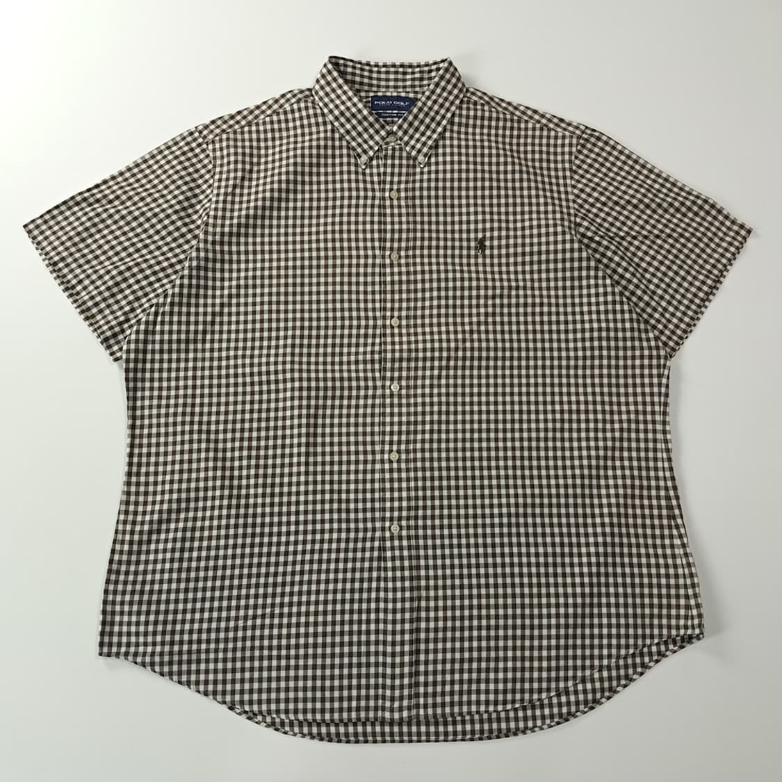 CJ538 2XL 폴로골프 브라운 스몰 깅엄체크 반팔 셔츠 남방 상품이미지1