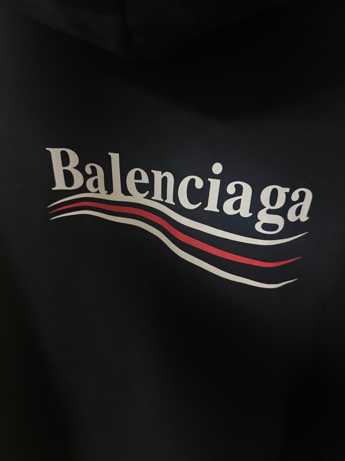 발렌시아가 웨이브로고 오버핏 후드 블랙 상품이미지5