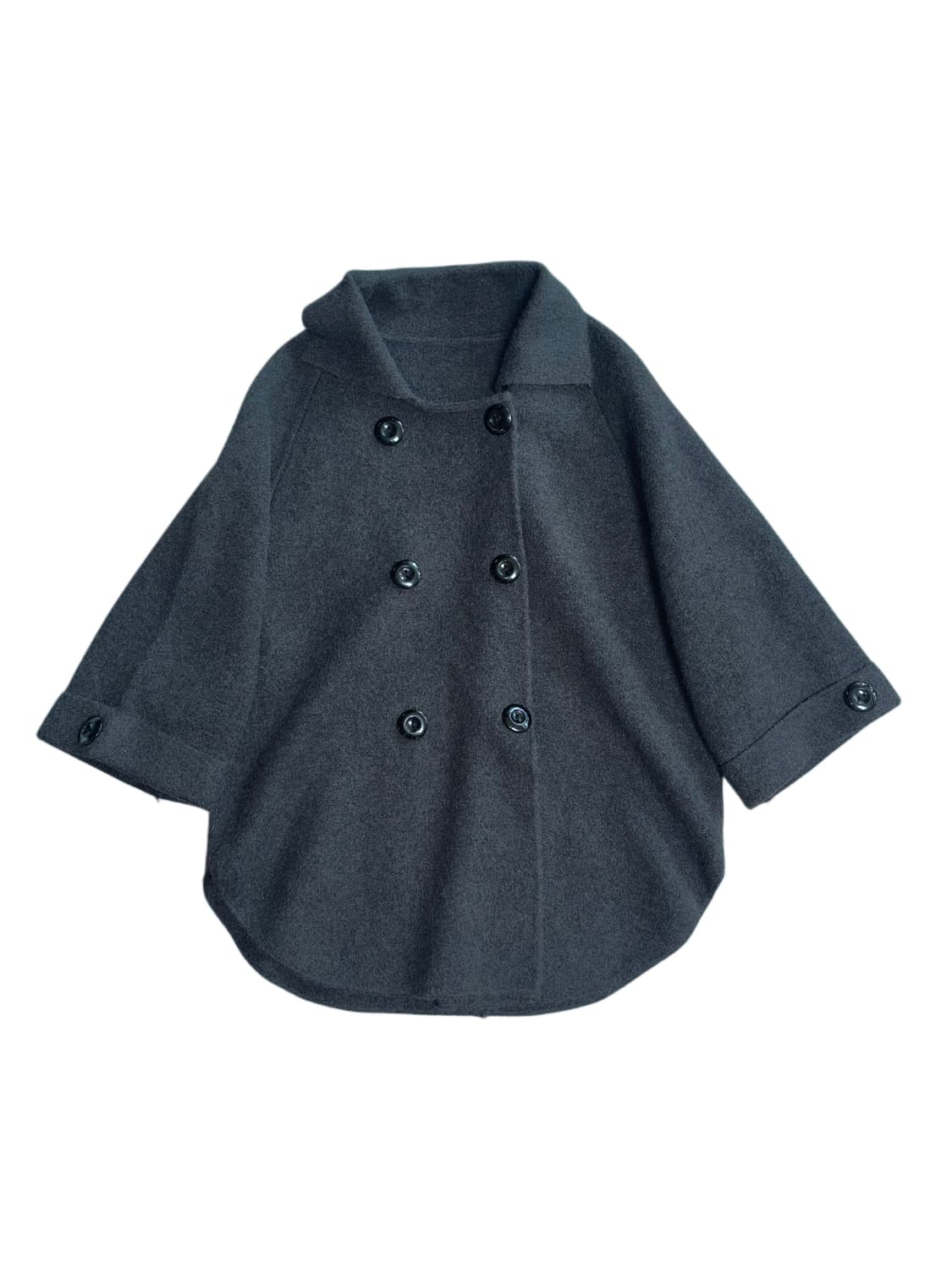 투 버튼 챠콜 울 케이프 코트 상품이미지1