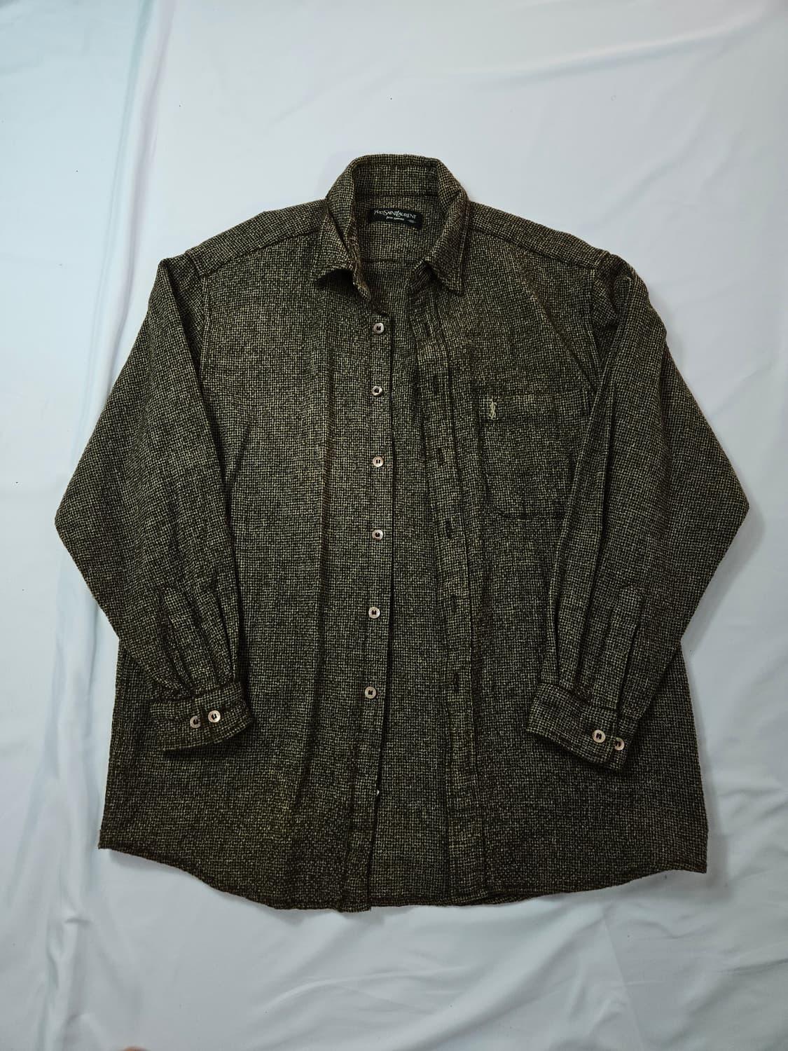 입생로랑 YSL 빈티지 라탄체크 울 셔츠 옴므 남성 100 상품이미지1