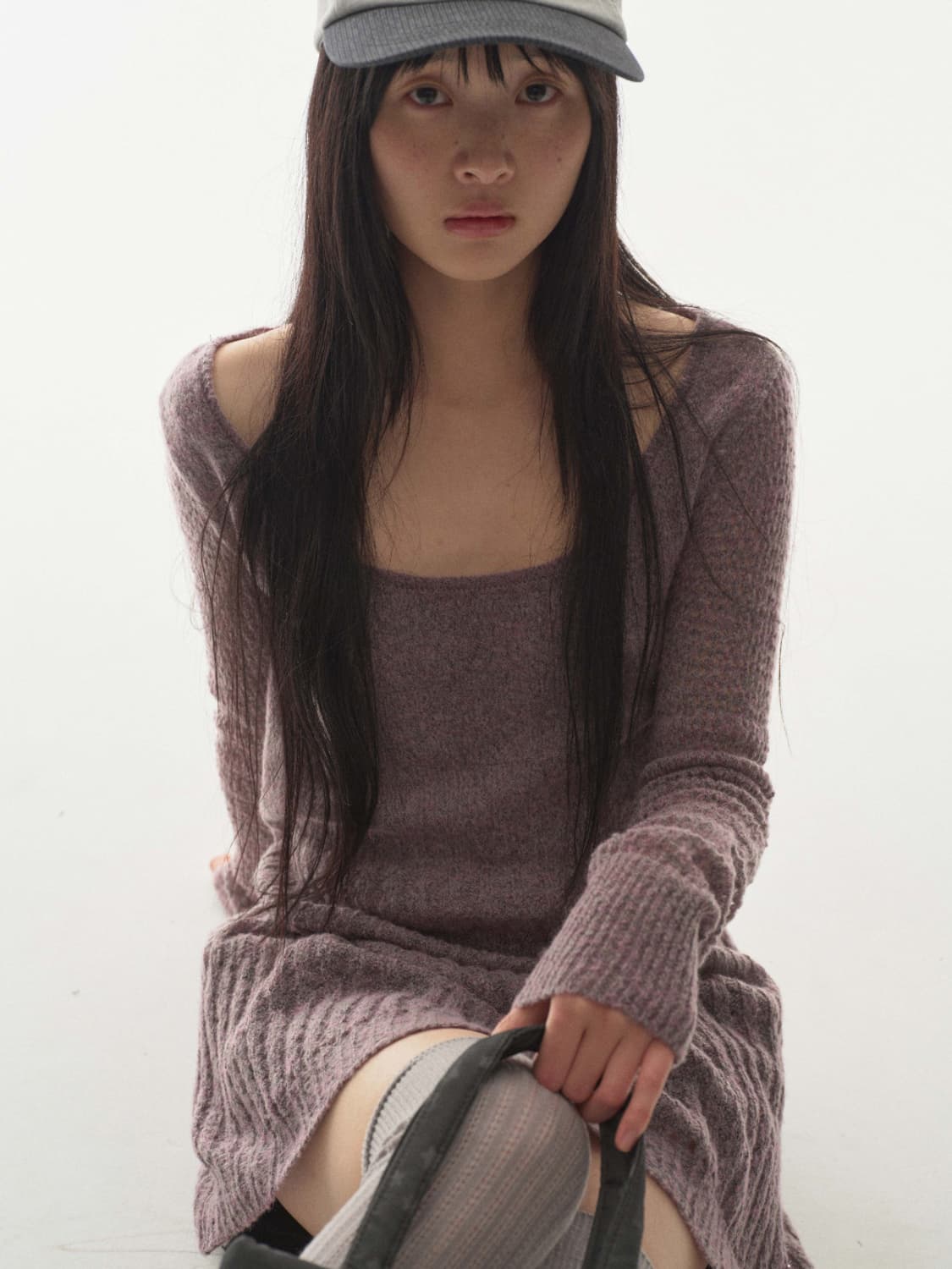 코이세이오 COYSEIO 소프트 벨 니트 퍼플 그레이 상품이미지2