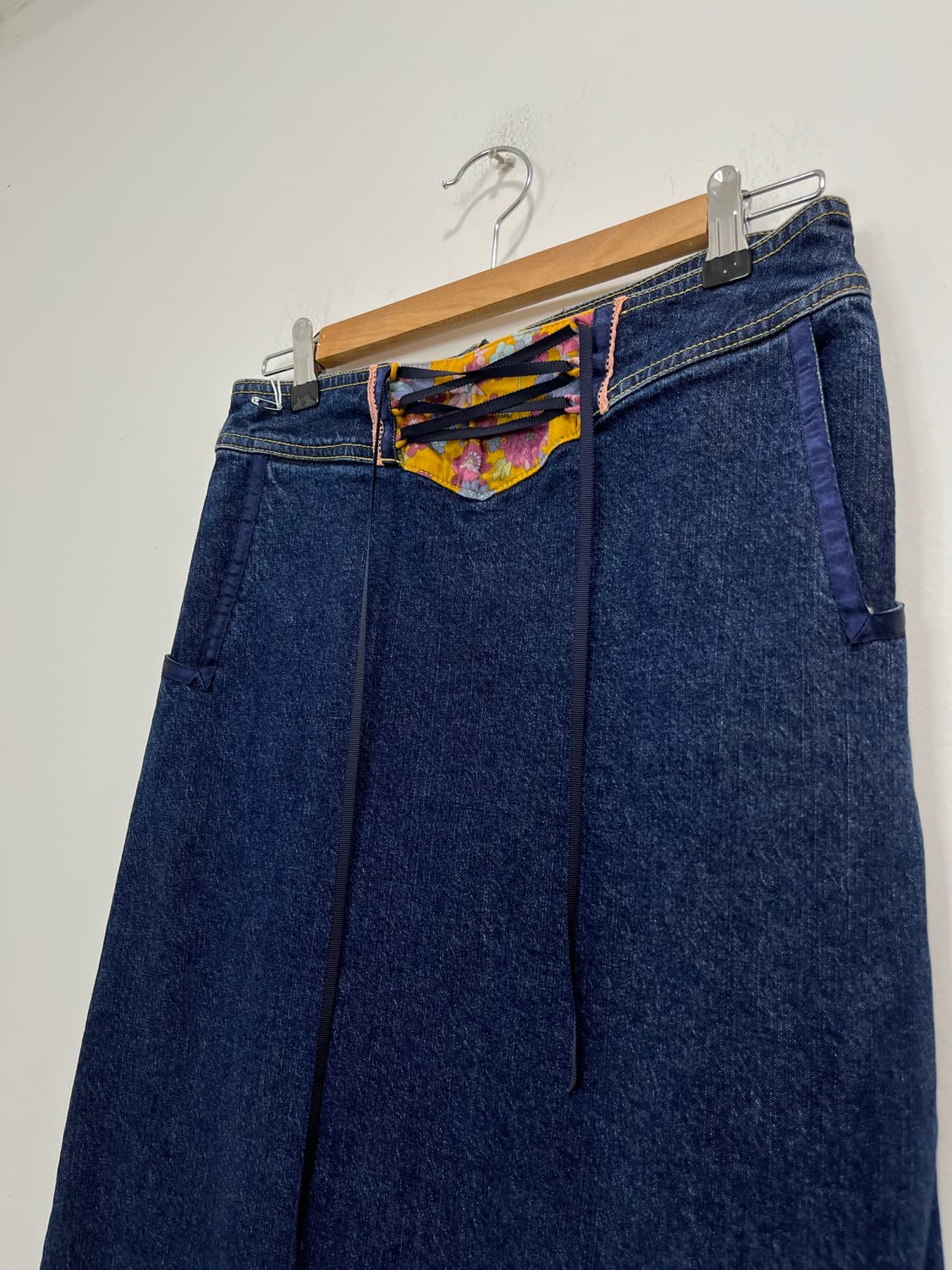 일본 빈티지 모리걸 레이어드 아일렛 데님 롱스커트 상품이미지3