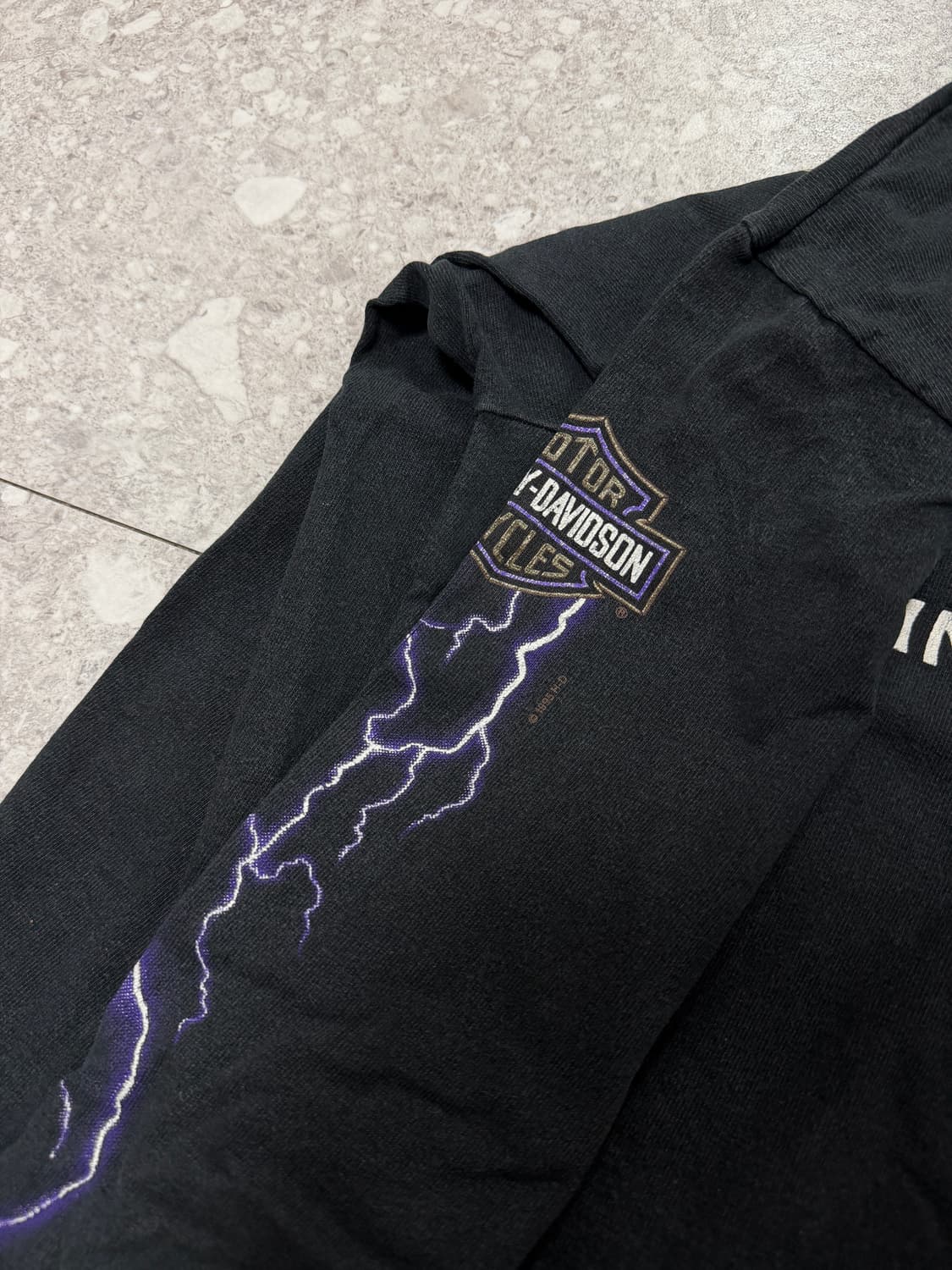 [L] 빈티지 90s 할리데이비슨 라이트닝 롱슬리브 블랙 상품이미지8