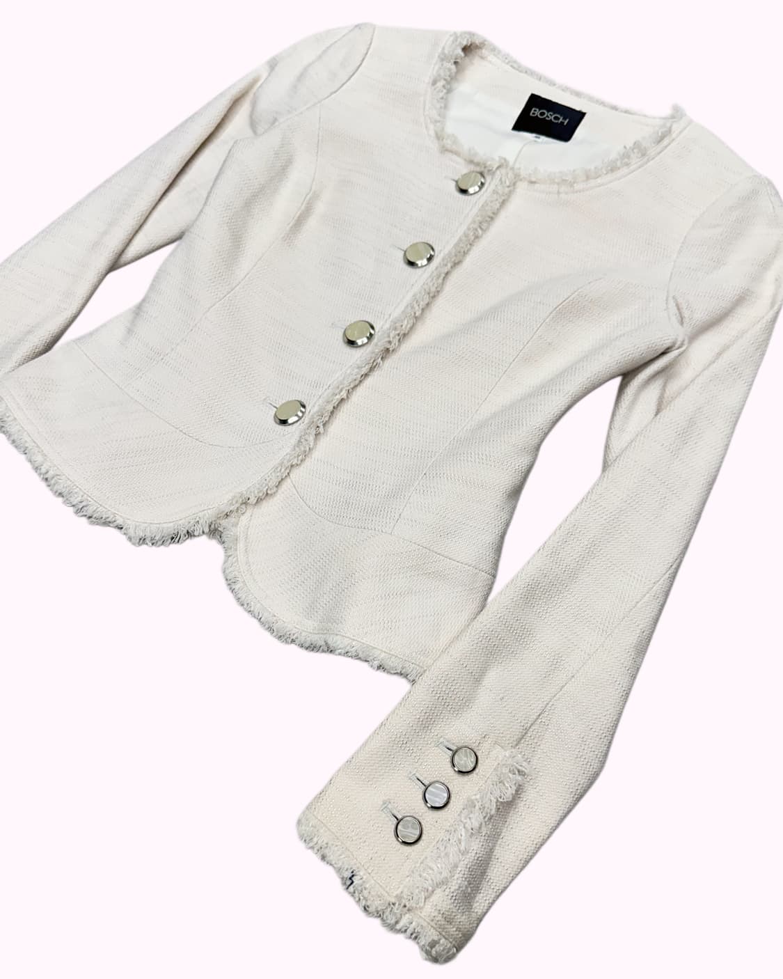 BOSCH ivory collarless crop jacket 상품이미지3